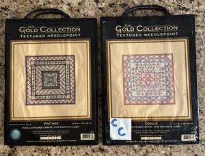 2000 Dimensions Gold Collection Needlepoint Kits Grace Vintage NOS Set NEW